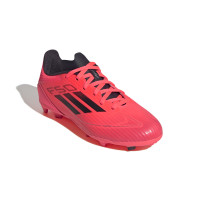 adidas F50 League Gazon Naturel Chaussures de Foot (FG) Enfants Rouge Vif Noir Argenté