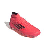 adidas F50 Elite Mid Gazon Naturel Chaussures de Foot (FG) Rouge Vif Noir Argenté