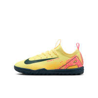 Nike Zoom Mercurial Vapor 16 Mbappé Academy Turf Chaussures de Foot (TF) Enfants Jaune Rose Orange