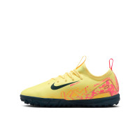 Nike Zoom Mercurial Vapor 16 Mbappé Academy Turf Chaussures de Foot (TF) Enfants Jaune Rose Orange