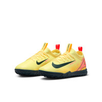 Nike Zoom Mercurial Vapor 16 Mbappé Academy Turf Chaussures de Foot (TF) Enfants Jaune Rose Orange