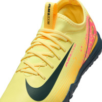 Nike Zoom Mercurial Vapor 16 Mbappé Academy Turf Chaussures de Foot (TF) Enfants Jaune Rose Orange