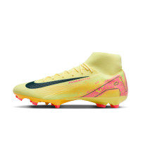 Nike Zoom Mercurial Superfly 10 Mbappé Academy Gazon Naturel Artificiel Chaussures de Foot (MG) Jaune Rose Orange