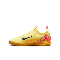 Nike Zoom Mercurial Vapor 16 Mbappé Academy Chaussures de Foot en Salle (IN) Enfants Jaune Rose Orange