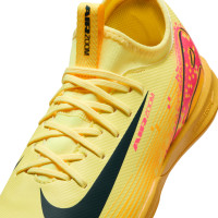 Nike Zoom Mercurial Vapor 16 Mbappé Academy Chaussures de Foot en Salle (IN) Enfants Jaune Rose Orange