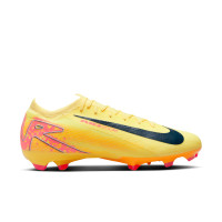 Nike Zoom Mercurial Vapor 16 Mbappé Pro Gazon Naturel Chaussures de Foot (FG) Jaune Rose Orange