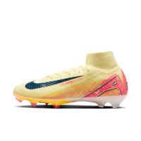 Nike Zoom Mercurial Superfly 10 Mbappé Elite Gazon Naturel Chaussures de Foot (FG) Jaune Rose Orange