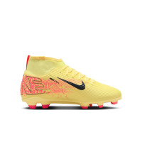 Nike Mercurial Superfly 10 Mbappé Club Gazon Naturel Artificiel Chaussures de Foot (MG) Enfants Jaune Rose Orange