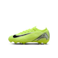 Nike Zoom Mercurial Vapor 16 Pro Gazon Naturel Chaussures de Foot (FG) Enfants Néon Jaune Noir Argenté