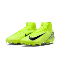 Nike Zoom Mercurial Superfly 10 Pro Gazon Naturel Chaussures de Foot (FG) Néon Jaune Noir Argenté