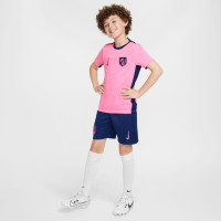 Nike Atletico Madrid Pre-Match Maillot d'Entraînement 2024-2025 Enfants Rose Bleu Foncé