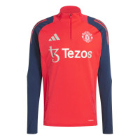 adidas Manchester United Trainingspak 1/4-Zip 2024-2025 Rood Donkerblauw Zilver