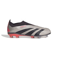 adidas Predator Elite Veterloze Gras Voetbalschoenen (FG) Kids Zilver Zwart Roze