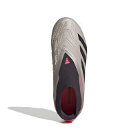 adidas Predator Elite Sans Lacets Gazon Naturel Chaussures de Foot (FG) Enfants Argenté Noir Rose