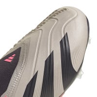 adidas Predator Elite Veterloze Gras Voetbalschoenen (FG) Kids Zilver Zwart Roze