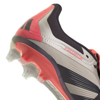 Chaussures de football adidas Predator Elite FT Gras (FG) pour enfants, argent, noir, rose