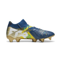 PUMA Future 7 Ultimate BNA Gazon Naturel Gazon Artificiel Chaussures de Foot (MG) Bleu Foncé Doré Jaune