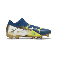 PUMA Future 7 Match BNA Gazon Naturel Gazon Artificiel Chaussures de Foot (MG) Bleu Foncé Doré Jaune