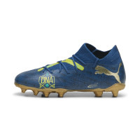 PUMA Future 7 Match BNA Gazon Naturel Gazon Artificiel Chaussures de Foot (MG) Enfants Bleu Foncé Doré Jaune