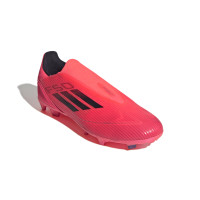 adidas F50 League Sans Lacets Gazon Naturel Chaussures de Foot (FG) Rouge Vif Noir Argenté