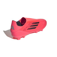 adidas F50 League Sans Lacets Gazon Naturel Chaussures de Foot (FG) Rouge Vif Noir Argenté