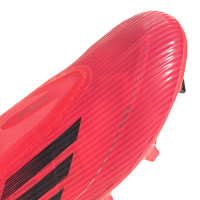 adidas F50 League Sans Lacets Gazon Naturel Chaussures de Foot (FG) Rouge Vif Noir Argenté