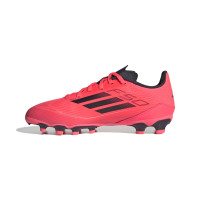 adidas F50 League Gras / Kunstgras Voetbalschoenen (MG) Kids Felrood Zwart Zilver