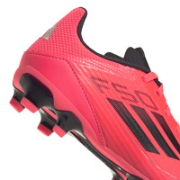 adidas F50 League Gazon Naturel Artificiel Chaussures de Foot (MG) Enfants Rouge Vif Noir Argenté