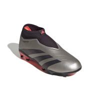 adidas Predator League Veterloze Gras Voetbalschoenen (FG) Kids Zilver Zwart Roze