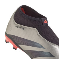 adidas Predator League Veterloze Gras Voetbalschoenen (FG) Kids Zilver Zwart Roze