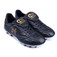 Cruyff Recopa Gazon Naturel Chaussures de Foot (FG) Noir Doré Blanc