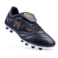 Cruyff Recopa Gazon Naturel Chaussures de Foot (FG) Noir Doré Blanc