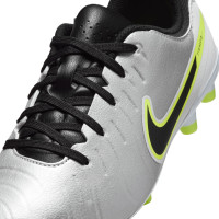 Nike Tiempo Legend 10 Academy Gazon Naturel Gazon Artificiel Chaussures de Foot (MG) Enfants Argenté Noir Néon Jaune