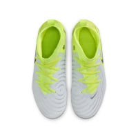 Nike Phantom Luna II Academy Gras / Kunstgras Voetbalschoenen (MG) Kids Neongeel Zilver Zwart