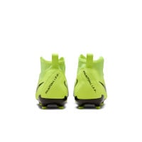 Nike Phantom Luna II Academy Gras / Kunstgras Voetbalschoenen (MG) Kids Neongeel Zilver Zwart