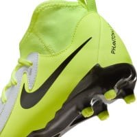 Nike Phantom Luna II Academy Gras / Kunstgras Voetbalschoenen (MG) Kids Neongeel Zilver Zwart