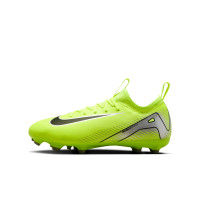 Nike Zoom Mercurial Vapor 16 Academy Gazon Naturel Artificiel Chaussures de Foot (MG) Enfants Néon Jaune Noir Argenté