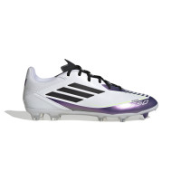 adidas F50 Messi League Gazon Naturel Chaussures de Foot (FG) Blanc Mauve Noir