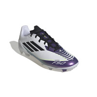 adidas F50 Messi League Gazon Naturel Chaussures de Foot (FG) Blanc Mauve Noir