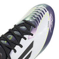 adidas F50 Messi League Gazon Naturel Chaussures de Foot (FG) Blanc Mauve Noir