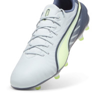 PUMA King Match Gazon Naturel Gazon Artificiel Chaussures de Foot (MG) Gris Clair Gris Foncé Vert Clair