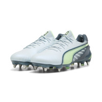 PUMA King Ultimate Crampons Vissés Chaussures de Foot (SG) Gris Clair Gris Foncé Vert Clair