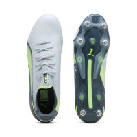 PUMA King Ultimate Crampons Vissés Chaussures de Foot (SG) Gris Clair Gris Foncé Vert Clair