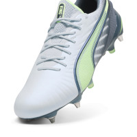 PUMA King Ultimate Crampons Vissés Chaussures de Foot (SG) Gris Clair Gris Foncé Vert Clair