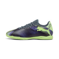 PUMA Future 7 Play Chaussures de Foot En Salle (IN) Gris Mauve Vert Blanc