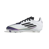 adidas F50 Messi League Gazon Naturel Chaussures de Foot (FG) Enfants Blanc Mauve Noir