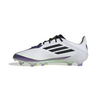 adidas F50 Messi Elite Gazon Naturel Chaussures de Foot (FG) Blanc Mauve Noir