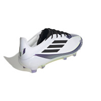 adidas F50 Messi Elite Gazon Naturel Chaussures de Foot (FG) Blanc Mauve Noir