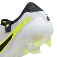 Nike Tiempo Legend 10 Elite Gazon Naturel Chaussures de Foot (FG) Argenté Noir Néon Jaune