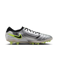 Nike Tiempo Legend 10 Elite Gazon Naturel Chaussures de Foot (FG) Argenté Noir Néon Jaune